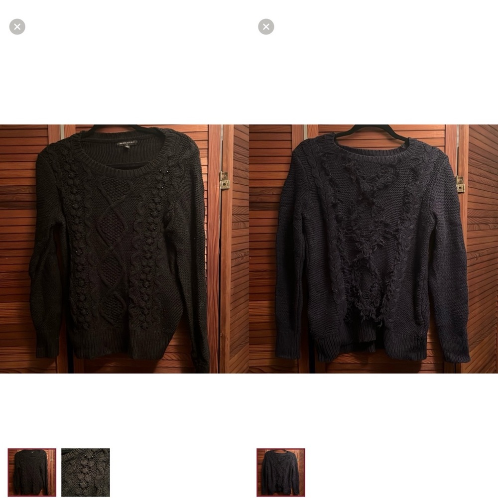 BUNDLE - 2 Sweaters - Banana Republic navy fringe and black beaded sweater